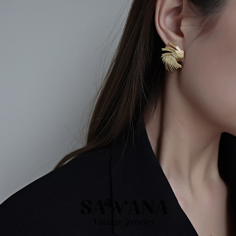 18K Gold Plated Retro Design Earrings SAWANAJewelry