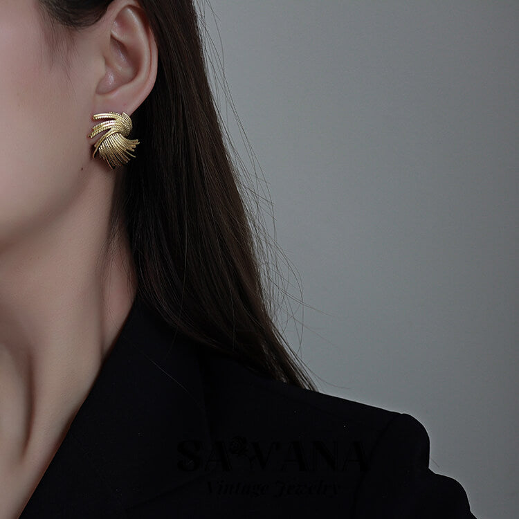 18K Gold Plated Retro Design Earrings SAWANAJewelry