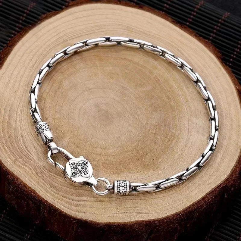 Sterling Silver Vajra Byzantine Chain Bracelet miracleimy