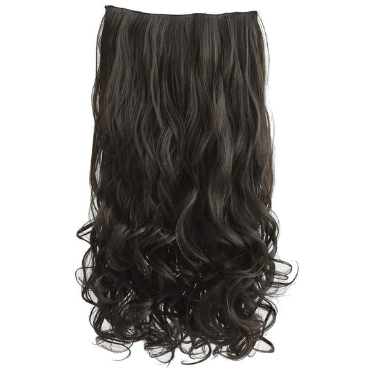 14" Short Length 1-Pack 3/4 Full Head Curly Wavy Clips in on Synthetic Hair Extensions HE008 Hairpieces for Women 5 Clips 3.6 Oz per Piece - Black Brown miracleimy