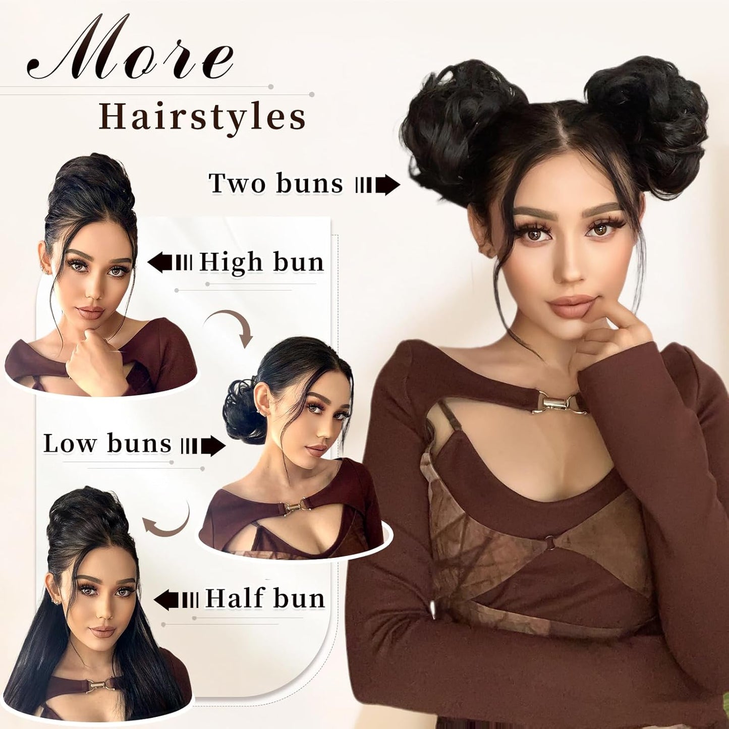 Hair Piece Wavy Curly Scrunchies for Women Hair Bun Hair Piece with Elastic Band Scrunchies Stretchy Fluffy Chignon Ponytail Hairpieces Updos for Women (18TH85) miracleimy