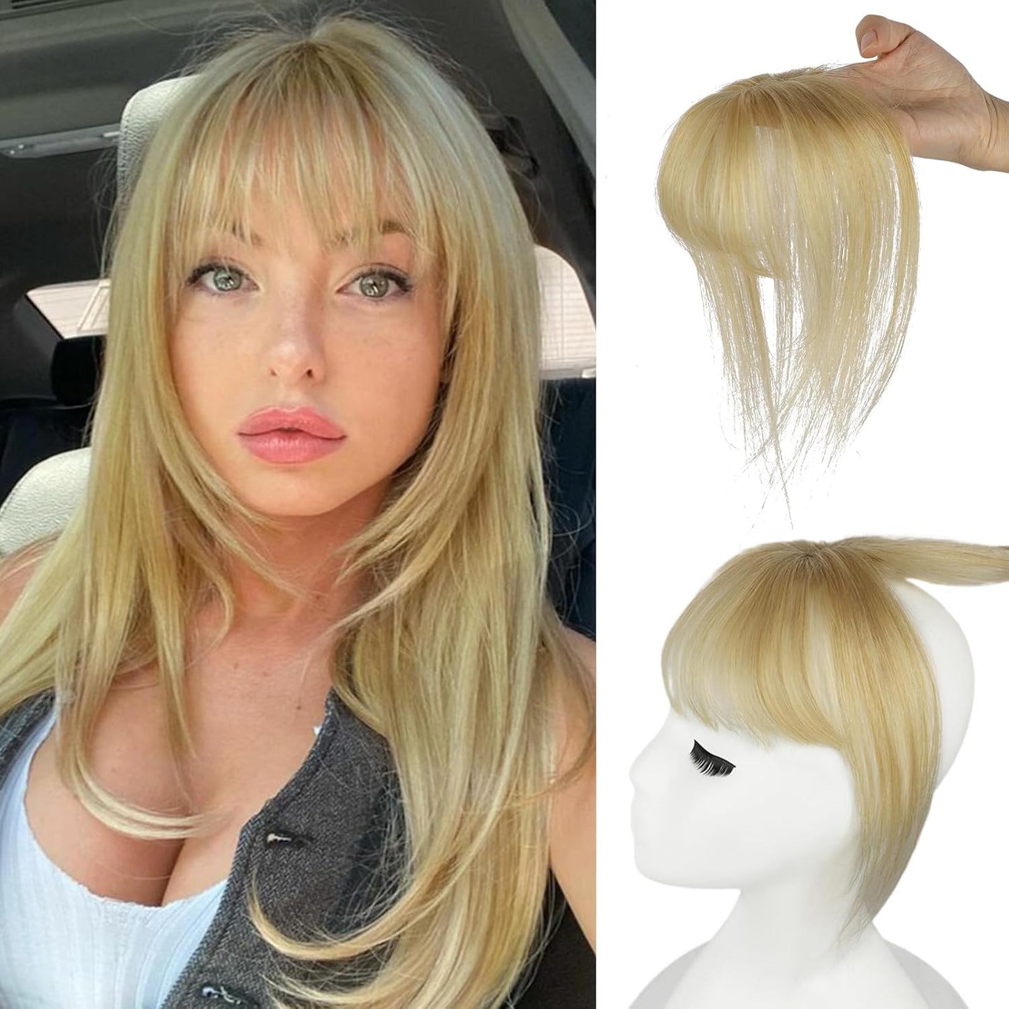 Bangs Hair Clip, 360° Cover Clip in Bangs Real Human Hair 100% Human Hair Clip on Bangs for Women Fake Bangs for Daily Wear (Black) miracleimy