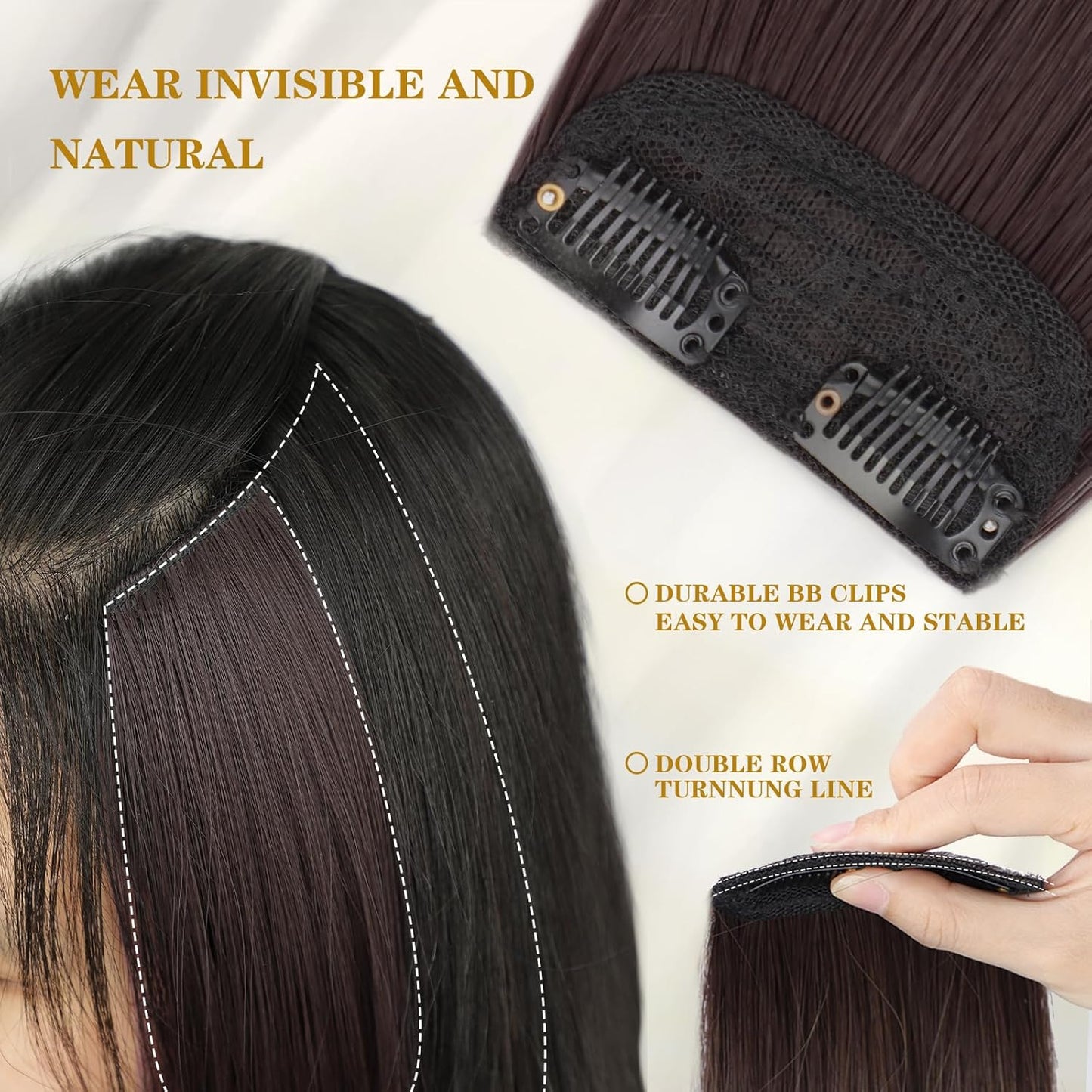 4PCS Hair Toppers for Women Synthetic Clips in Hair Extension with Thinning Hair Dark Brown Invisible Hairpieces for Adding Hair Volume Daily Use(Double 4 inch and Double 8 inch) miracleimy