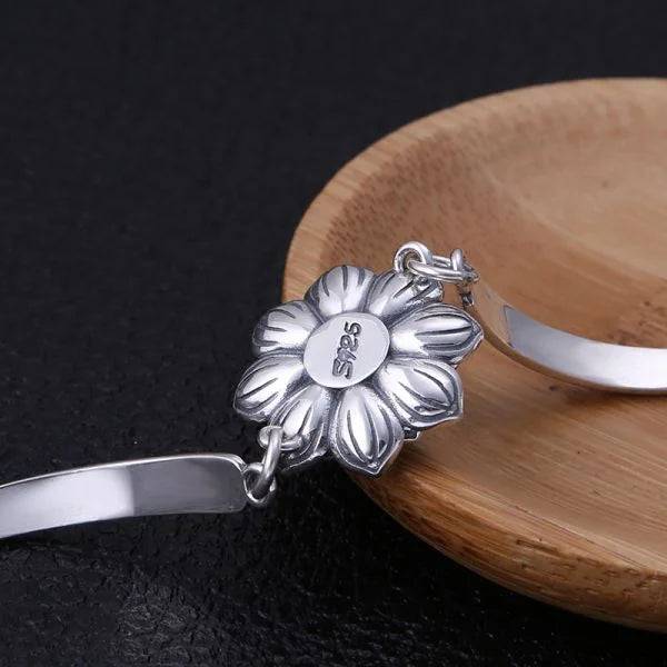 Sterling Silver Lotus Flower Bracelet - miracleimy