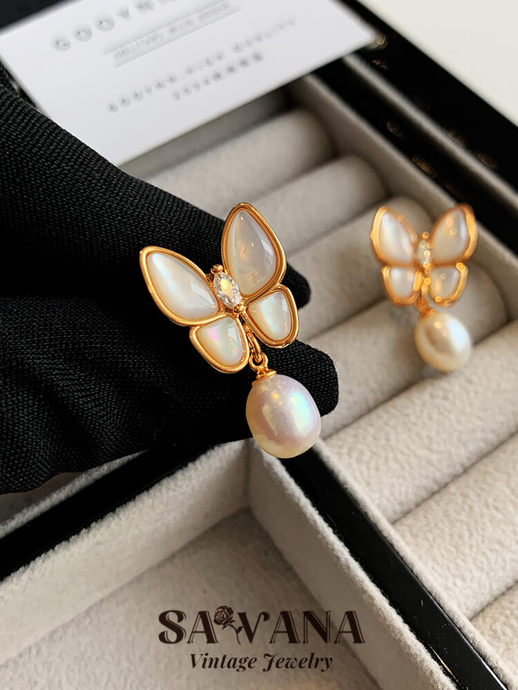 GOOYNN 24K Gold Plated Natural Freshwater Baroque Pearl Vintage Earrings SAWANAJewelry