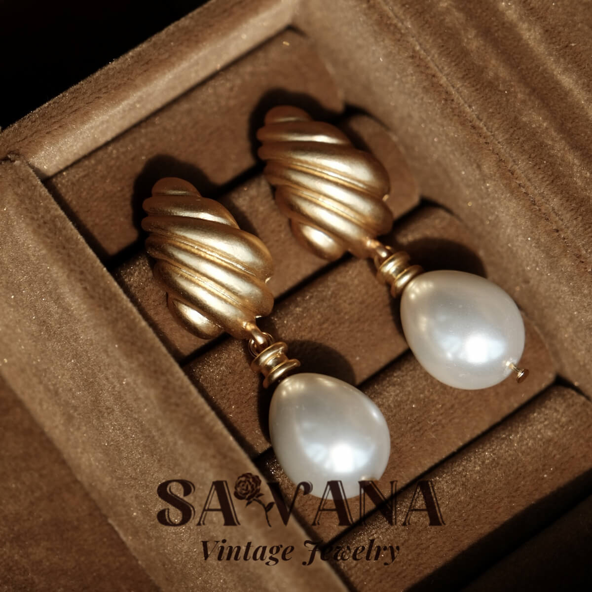 Heidi Horton 24K Gold-Plated French Vintage Imported Pearl Premium Earrings SAWANAJewelry