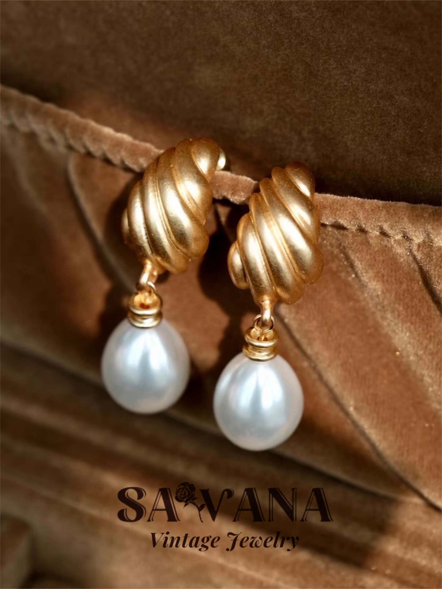 Heidi Horton 24K Gold-Plated French Vintage Imported Pearl Premium Earrings SAWANAJewelry