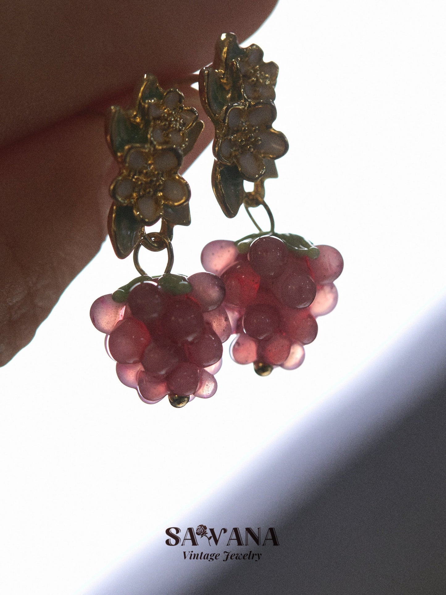 Maiden's Garden 18K Gold Plated Cute Little Purple Grape Earrings SAWANAJewelry