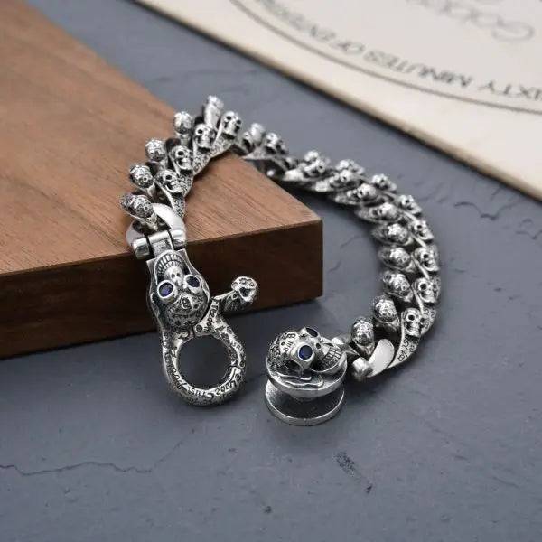 Sterling Silver Dark Hip-Hop Skull Bracelet miracleimy