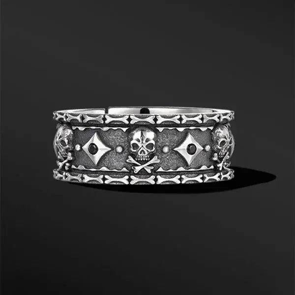 Sterling Silver Punk Black Zircon Skull Ring miracleimy