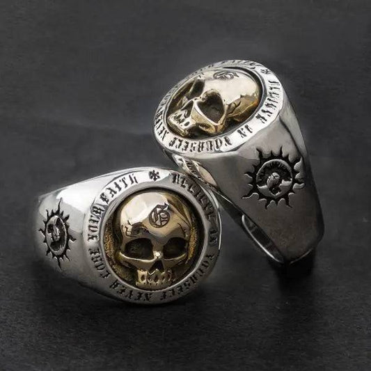 Sterling Silver Skull Adjustable Ring miracleimy