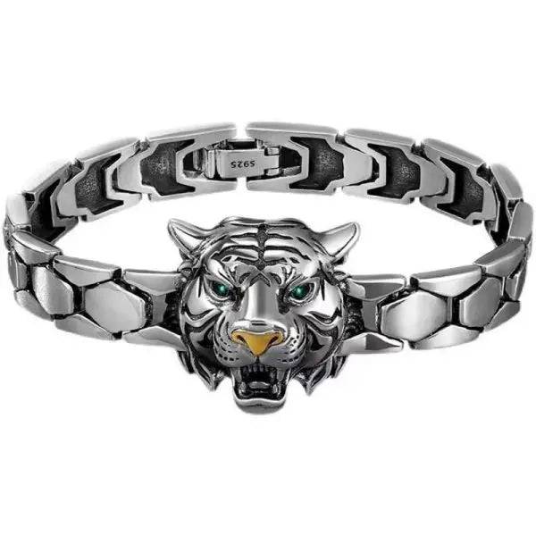 Sterling Silver Tiger Head Chain Bracelet miracleimy