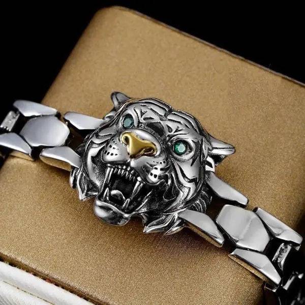 Sterling Silver Tiger Head Chain Bracelet miracleimy