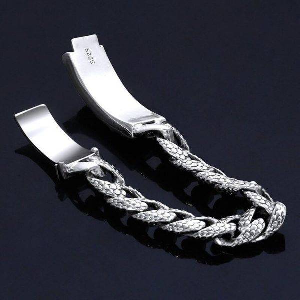 Sterling Silver Vintage Dragon Curb Chain Bracelet - miracleimy