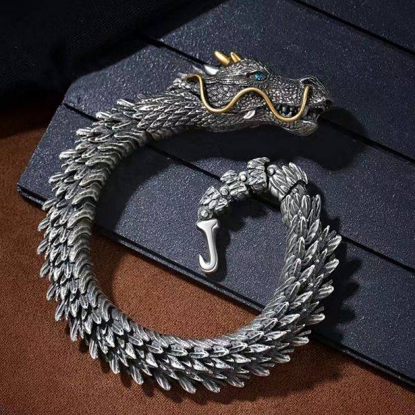 Sterling Silver Handmade Dragon Chain Bracelet - miracleimy