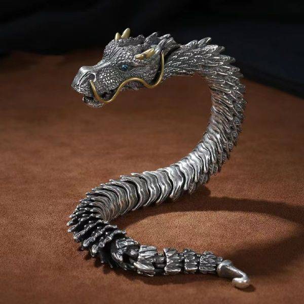 Sterling Silver Handmade Dragon Chain Bracelet - miracleimy